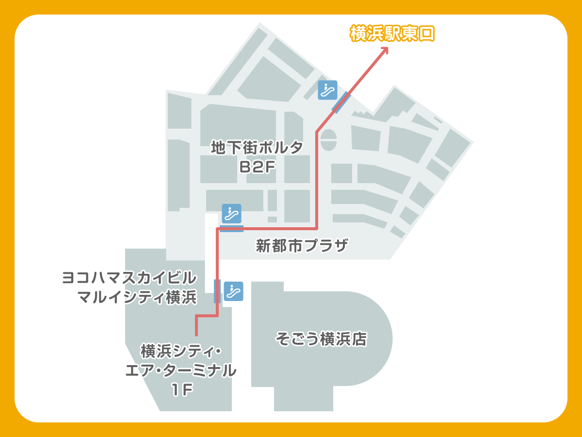 羽田空港からバスで移動する場合 徒歩案内