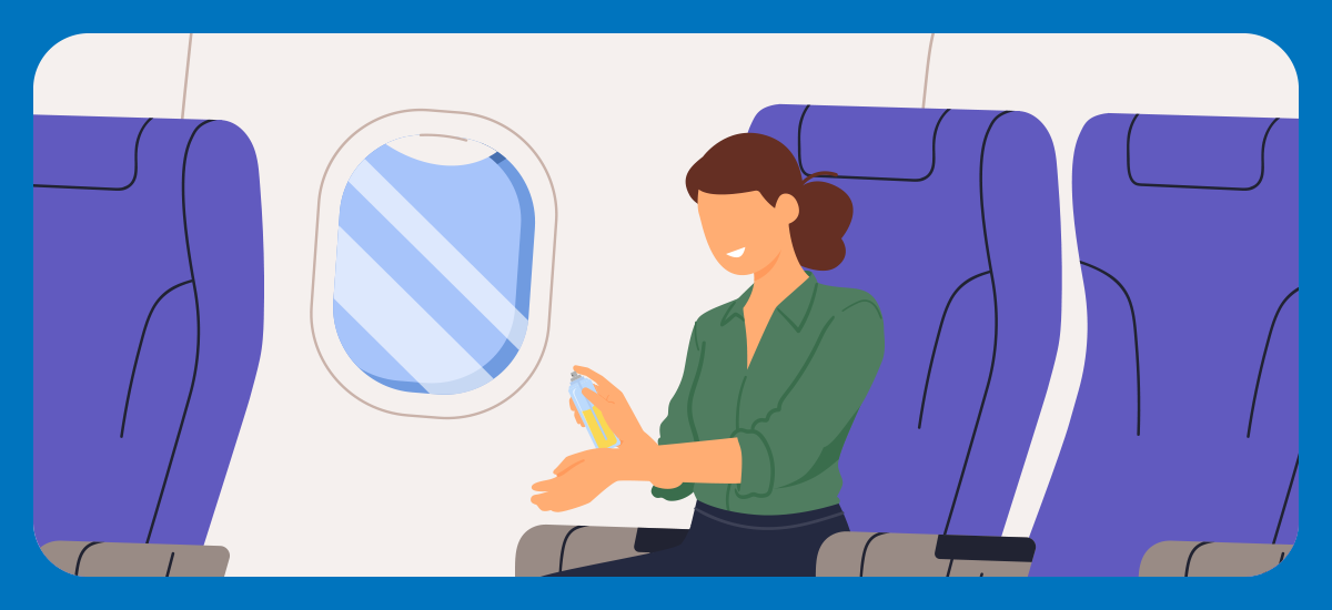 飛行機内で香水を使用するイメージ