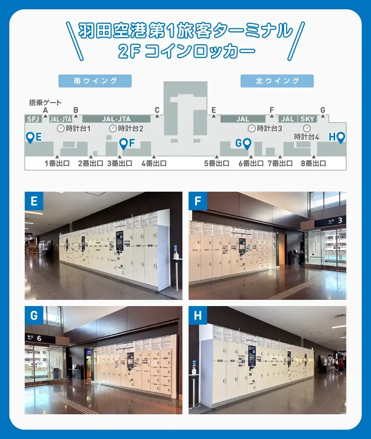 羽田空港第1旅客ターミナル/ 2F（マップ記号E・F・G・H）