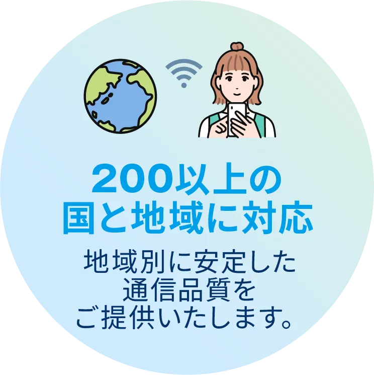 200以上の
国と地域に対応