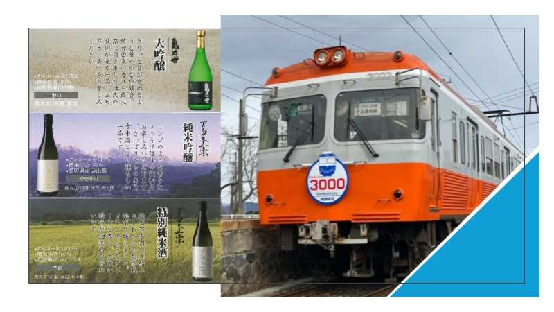 アルピコ交通社員による3000形秘話と信州松本の酒蔵 亀田屋酒造店の地酒試飲