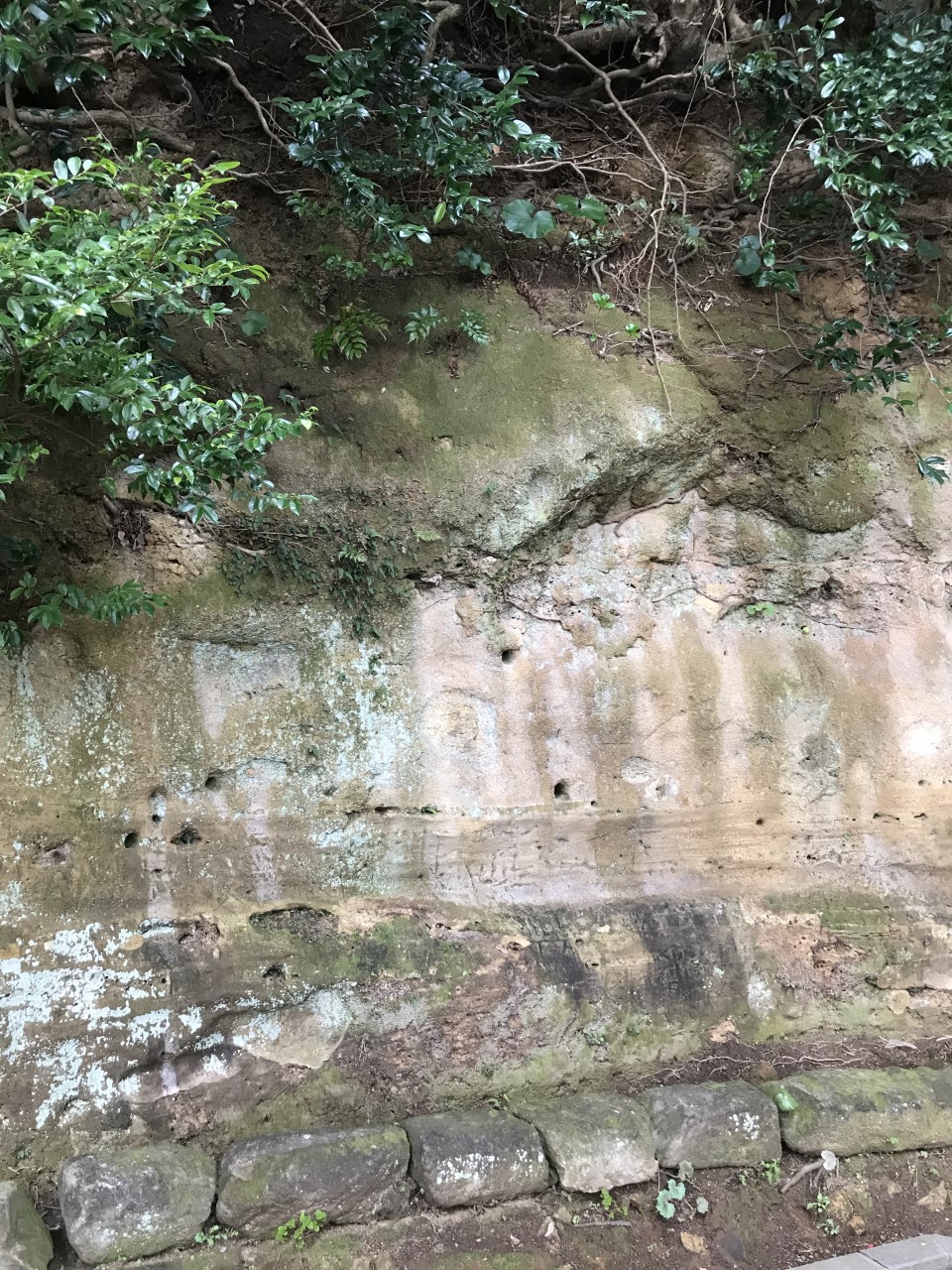 猿島島内には弾痕跡などがそのまま残っています